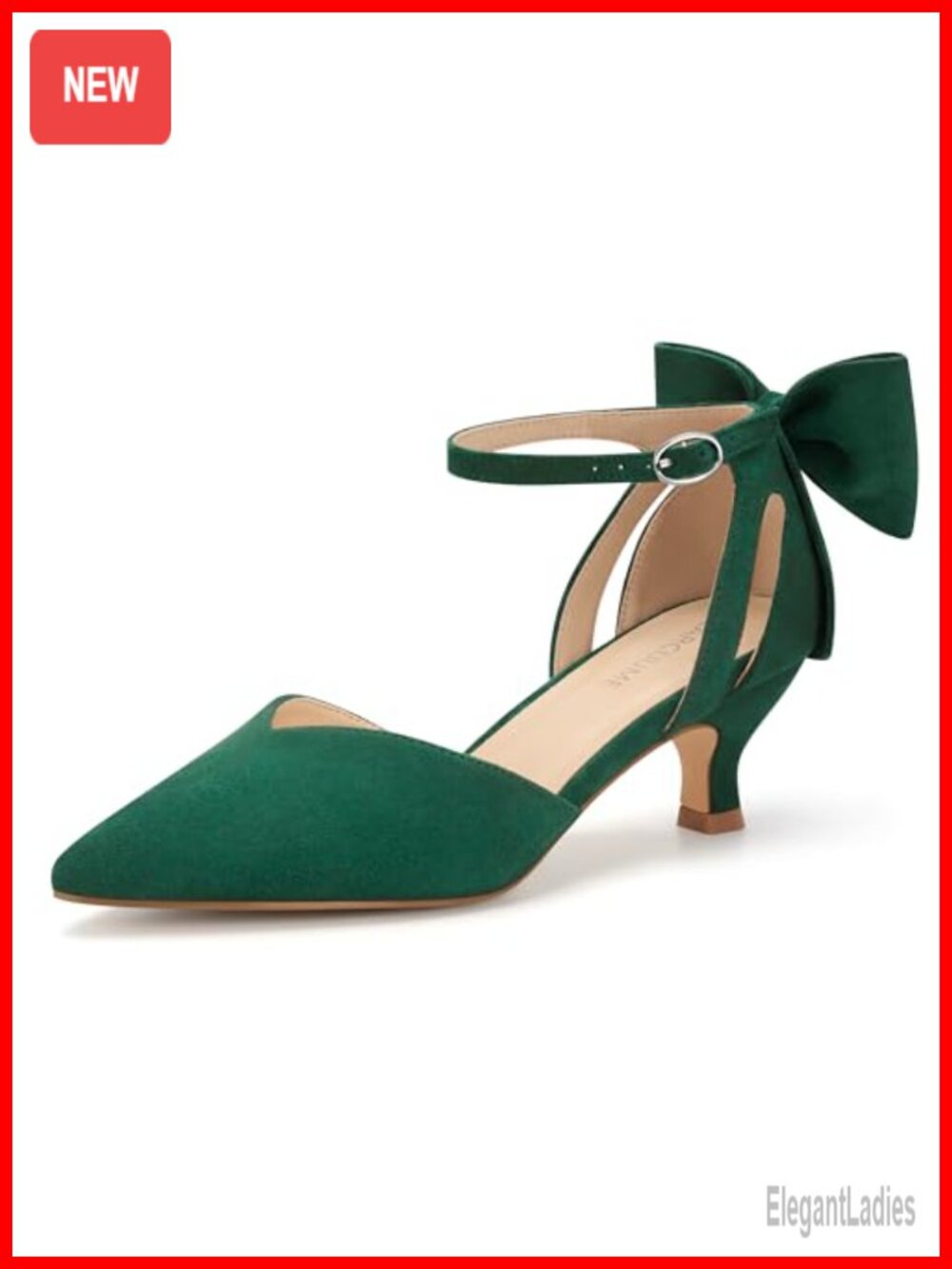 Women's Kitten Heel Pumps Pointed Toe Ankle Strap Bow Wedding Shoes